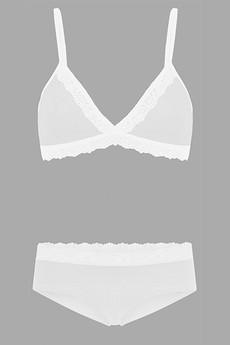 Set: Bio bra + hipster panties Spitze, white via Frija Omina