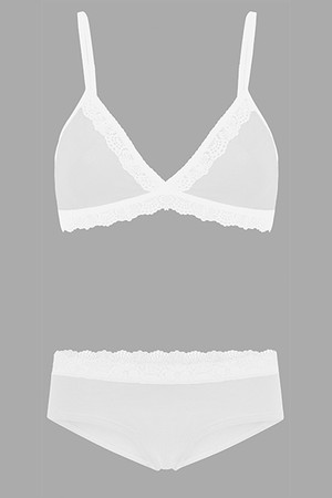 Set: Bio bra + hipster panties Spitze, white from Frija Omina