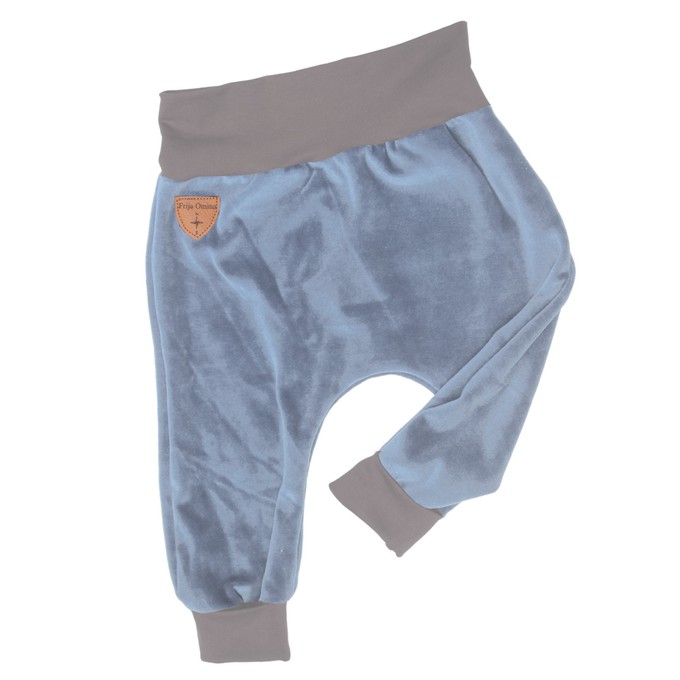 Organic velour pants Hygge mini with growth adaption, light blue from Frija Omina