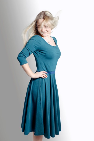 Organic dress Vrida, smaragd/ blue from Frija Omina