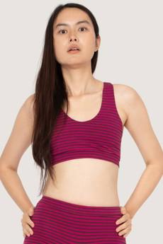 Organic cotton Bikini Top Ijoris berry stripes via Frija Omina