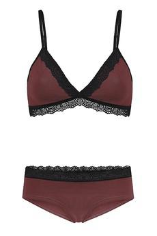 Set: Bio bra + hipster panties Spitze, aubergine via Frija Omina