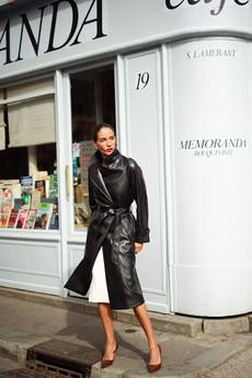 Nadine Faux Leather Trench Coat via GAÂLA