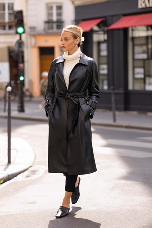 Nadine Faux Leather Trench Coat from GAÂLA