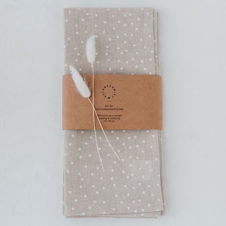 Linnen theedoeken Naturel Dots – set van 2 from Glow - the store