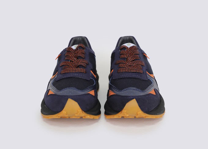 BABER-GV vegan running shoes | INDIGO/ORANGE from Good Guys Go Vegan