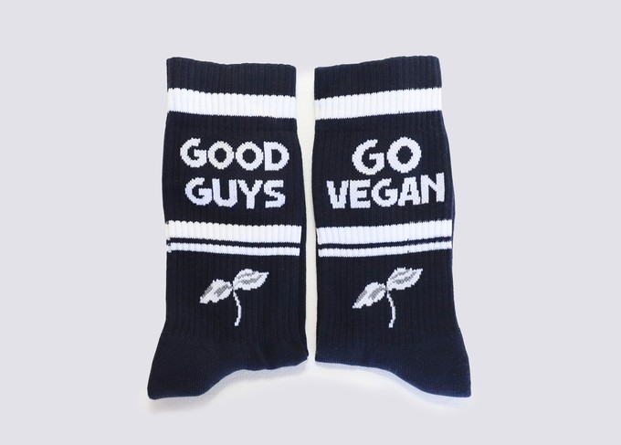 "Go Vegan" crew socks | ORANGE/GREY/INDIGO from Good Guys Go Vegan