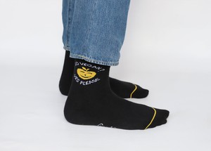 "GO VEGAN?YES PLEASE" comfy crew socks | PINK/YELLOW/BLACK from Good Guys Go Vegan