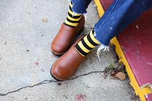 "Striped" crew socks | GREEN/WHITE and BLACK/YELLOW from Good Guys Go Vegan