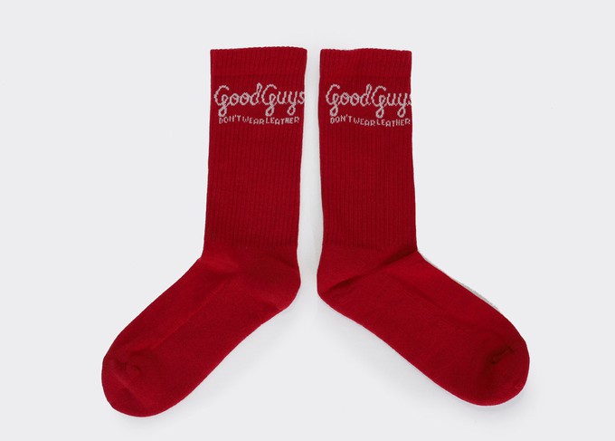 "Good Guys" crew socks | BLACK/LEMON/RED from Good Guys Go Vegan