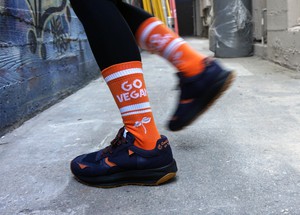 BABER-GV vegan running shoes | INDIGO/ORANGE from Good Guys Go Vegan
