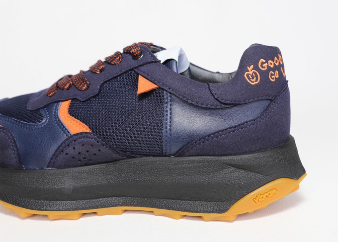 BABER-GV vegan running shoes | INDIGO/ORANGE from Good Guys Go Vegan