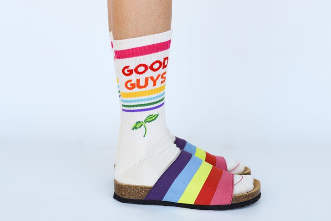 "Go Vegan" crew socks | RAINBOW from Good Guys Go Vegan