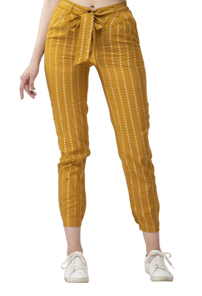 Casual Mustard Regular Fit Trousers from Grab Your Garb