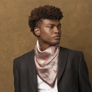 Oyster Pink and Burgundy Men's Silk Scarf from Heritage Moda