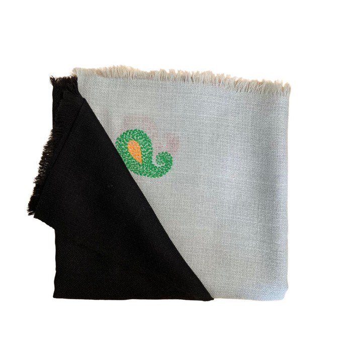 Handmade Wool Silk Black Grey Scarf from Heritage Moda