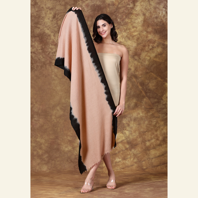 Handwoven Wool-Silk Scarf – Sand & Black Ombré  Wrap for All Seasons from Heritage Moda