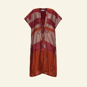 Handwoven Cotton Pink Rust Orange Summer Kimono - Lightweight And Boho-Chic from Heritage Moda
