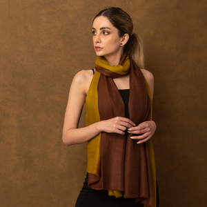 Khaki and Brown Ombré Cashmere Scarf from Heritage Moda