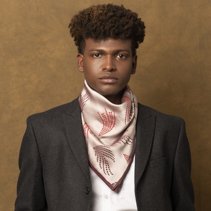 Oyster Pink and Burgundy Men's Silk Scarf from Heritage Moda