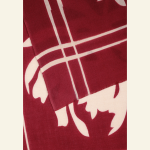 Hand-Painted Wool-Silk Scarf – Deep Burgundy with Soft Nude Floral Accents from Heritage Moda