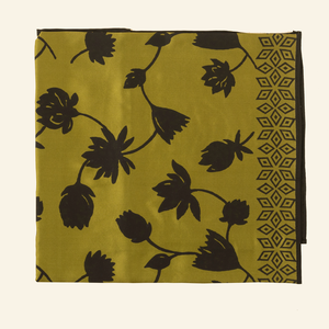 Khaki Green and Black Women's Royal Silk Scarf from Heritage Moda