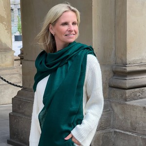 Featherlight Midnight Green Handwoven Wool Silk Scarf from Heritage Moda