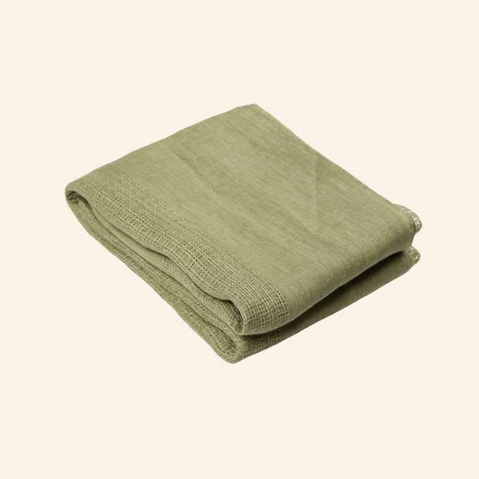 Handmade Light Khaki Linen Scarf from Heritage Moda