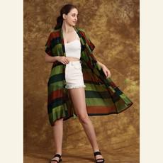 Handwoven Cotton Green Boho Summer Kimono via Heritage Moda