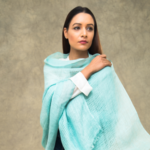 Soft Pastel Blue Linen Scarf from Heritage Moda