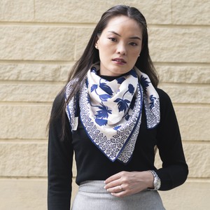 Champagne Pink and Blue Women's Royal Silk Scarf from Heritage Moda