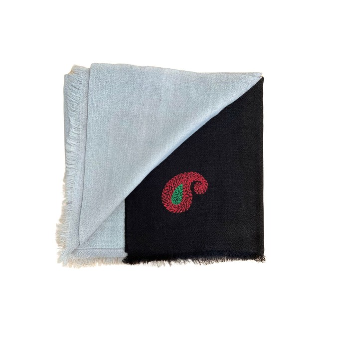 Handmade Wool Silk Black Grey Scarf from Heritage Moda