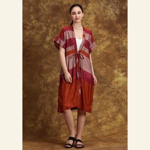 Handwoven Cotton Pink Rust Orange Summer Kimono - Lightweight And Boho-Chic from Heritage Moda