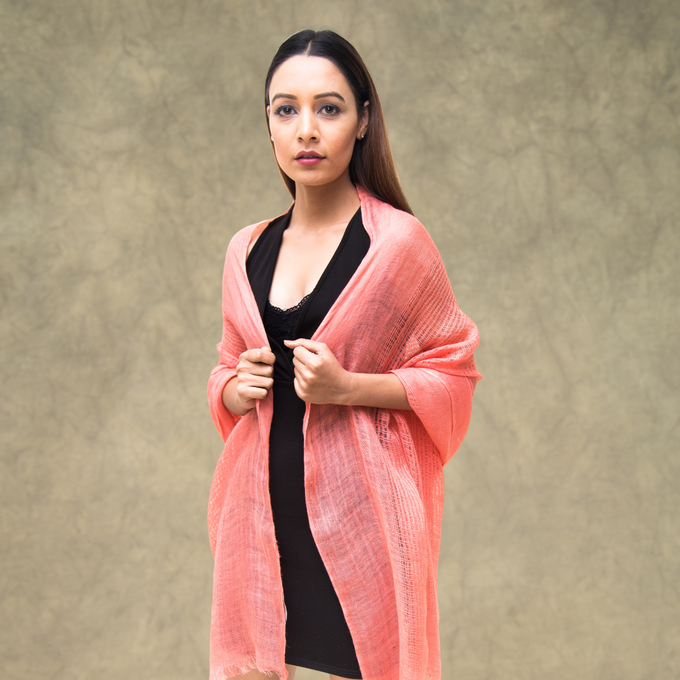 Coral Pink Linen Scarf from Heritage Moda