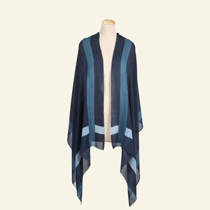 Indigo Handpainted Wool Scarf from Heritage Moda