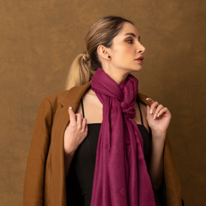 Aubergine Certified Cashmere Scarf from Heritage Moda