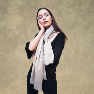 Beige Natural Cashmere Scarf from Heritage Moda