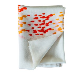 Ivory Orange Playful Print Wool Silk Scarf from Heritage Moda