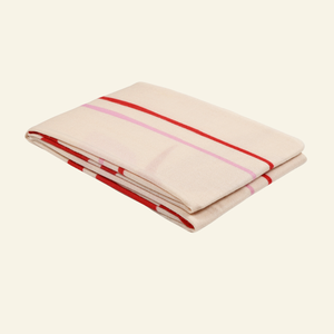 Luxury Wool-Silk Scarf – Hand-Painted Ivory with Red & Pink Floral Design from Heritage Moda