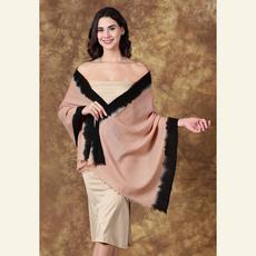 Handwoven Wool-Silk Scarf – Sand & Black Ombré  Wrap for All Seasons via Heritage Moda