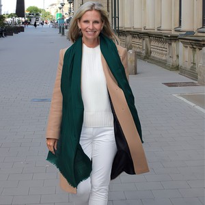 Featherlight Midnight Green Handwoven Wool Silk Scarf from Heritage Moda