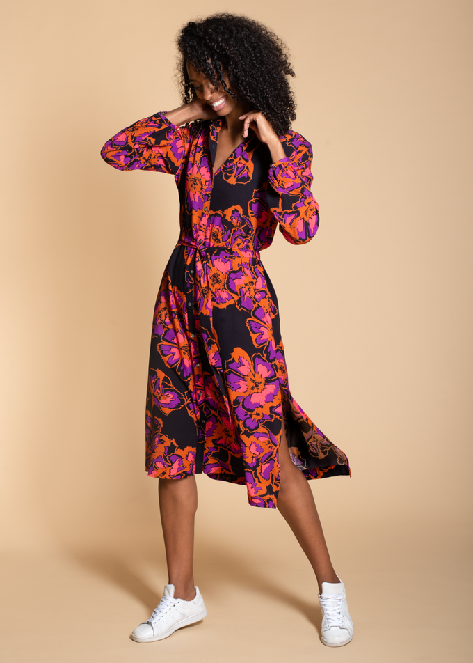 Acacia Shirt Dress in Pink and Rust Floral from Hide The Label