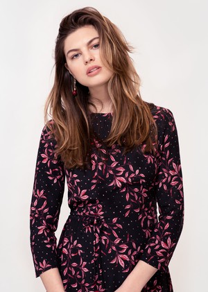 Azalea Dress in Pink Leaf Print from Hide The Label