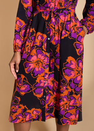 Acacia Shirt Dress in Pink and Rust Floral from Hide The Label