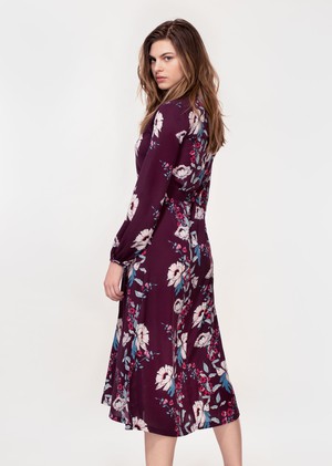 Acacia Dress in Plum Peony print from Hide The Label