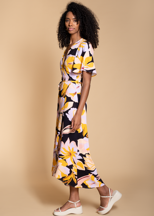 Rosa Maxi dress in Oversize Yellow Floral Print from Hide The Label