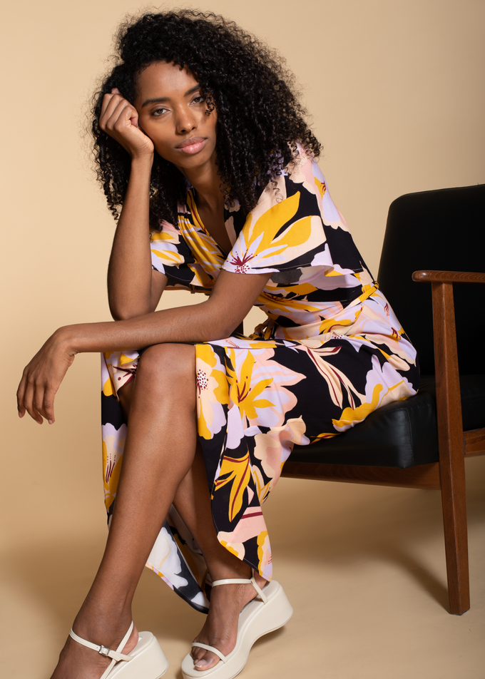 Rosa Maxi dress in Oversize Yellow Floral Print from Hide The Label