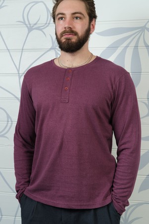 Mens Wild hemp and Organic Cotton Henley shirt from Himal Natural Fibres