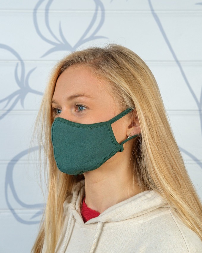 Hemp & Organic Cotton Face mask, Three Layer - Made of 100% natural fibres and natural dyes in Nepal - Blue, White, black and green from Himal Natural Fibres