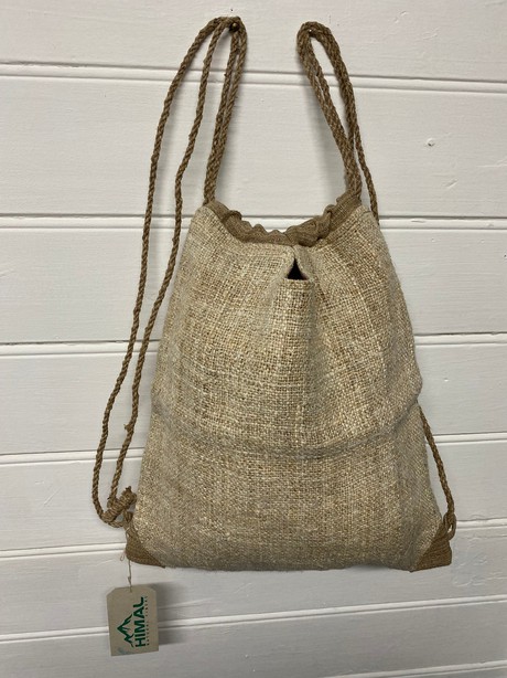 100% Hemp tote & drawstring bag with handle from Himal Natural Fibres